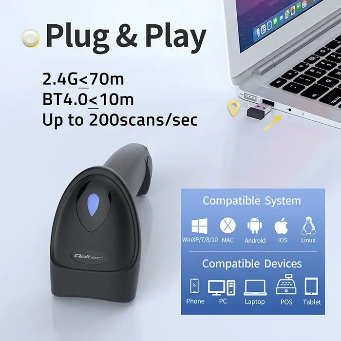 QOLTEC 50880 1D/2D USB skeneris Photo 6