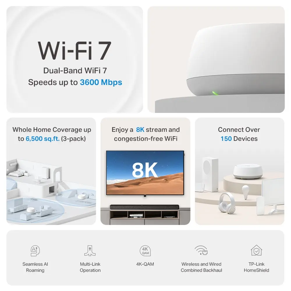 TP-Link Deco BE22 BE3600 Mesh Wi-Fi 7 sistēma Photo 3