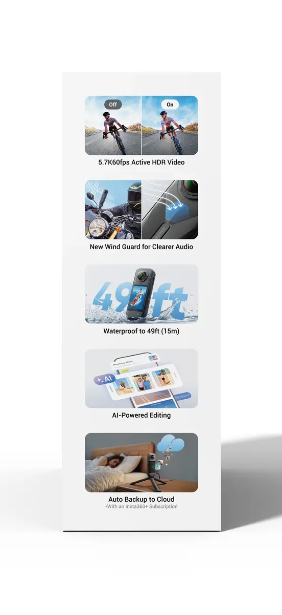 Insta360 X5 Bundle darbības sporta kamera Photo 3