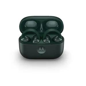 Austiņas Motorola moto buds loop — bezvadu Bluetooth ar auss āķi, Trekking Green, Dolby Atmos, 37 h atskaņošanas