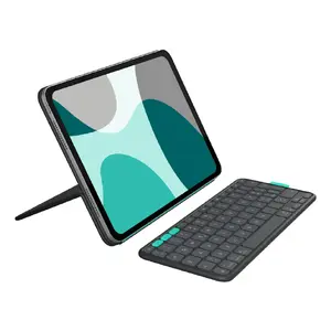 Keyboard folio case Logitech Flip Folio QWERTZ German for iPad Pro/Air 11-inch, Bluetooth, Graphite, battery 90 mAh