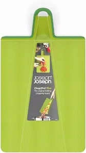 Chopping board joseph joseph Chop2Pot Plus Green folding cutting board with integrated chute and non-slip feet