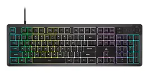 Spēļu tastatūra CORSAIR K55 CORE RGB, membrānas, RGB apgaismojums, melna