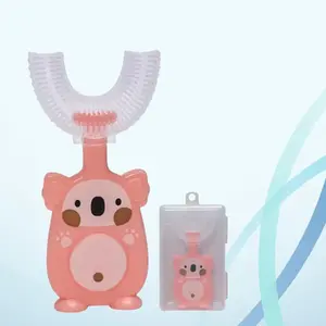 Toothbrush Kiddyz U1 Kids 2-6 Years U Shape Soft Silicone Bristles Dustproof Case Pink