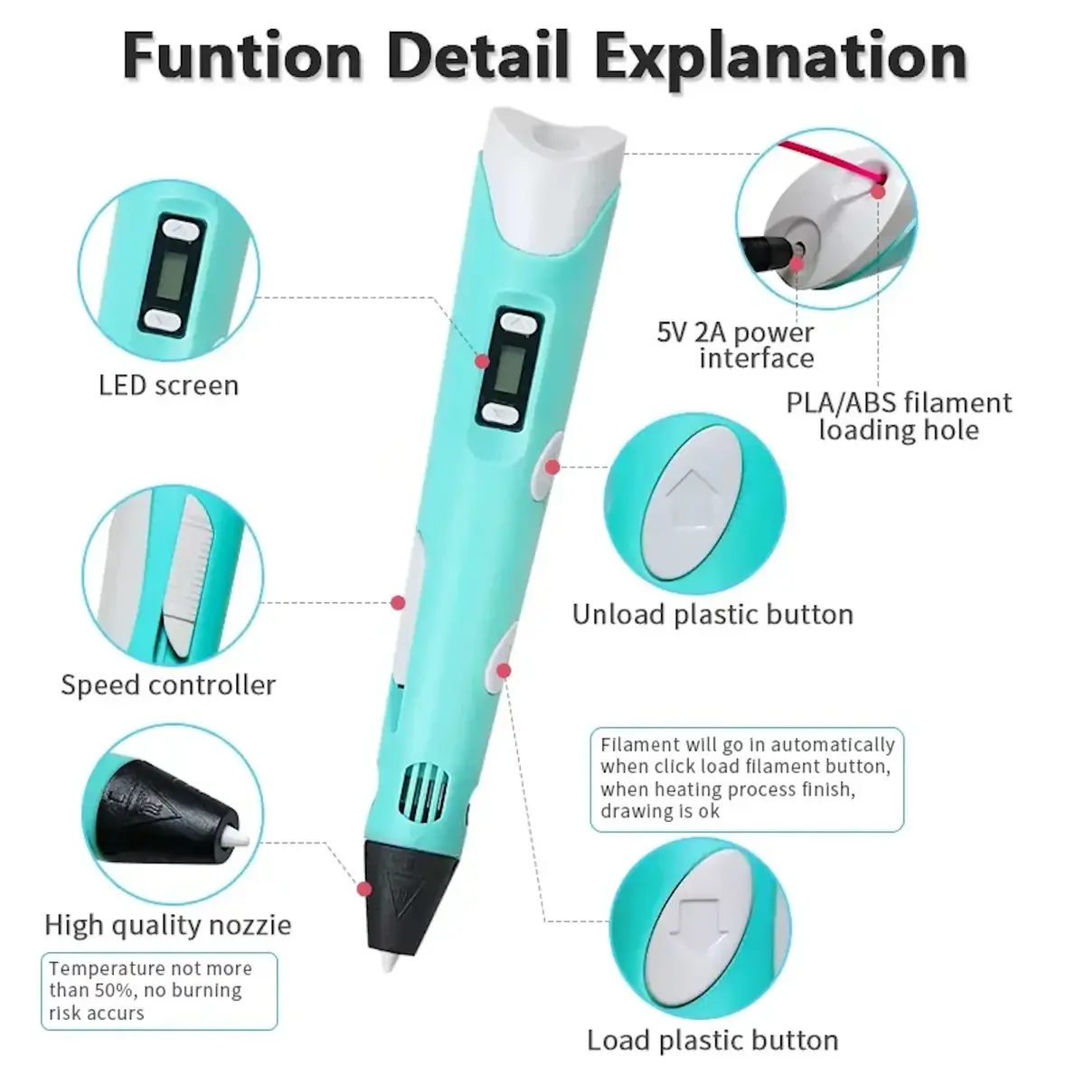 3D-ручка Kiddyz K3 — 5V USB, 10 м филамента Photo 6