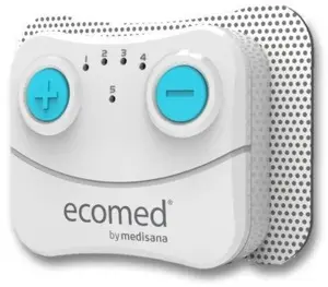 Elektrostimulators Medisana TT-10E TENS bezvadu uzlādējams — 5 programmas, 10 intensitātes līmeņi, 2 elektrodi (74×55 mm)