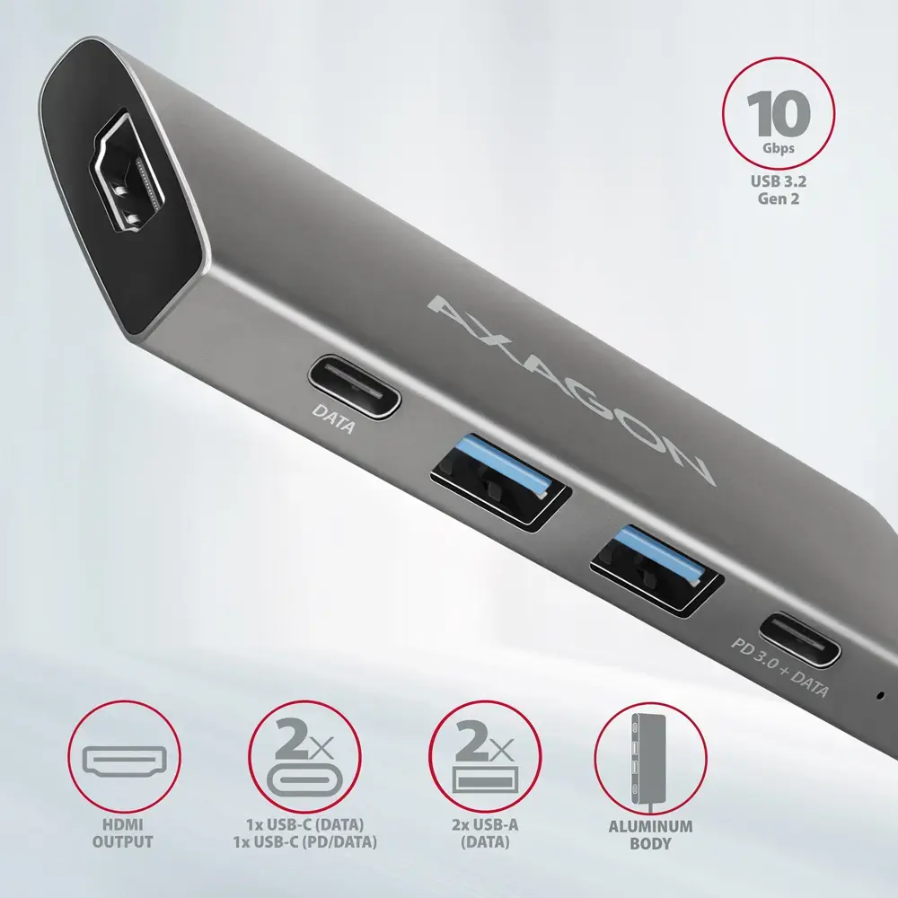 Axagon HMC-5G21 USB-C 10Gbps хаб Photo 2