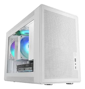 Mars Gaming MC-XPSW White Mini Tower PC Case for Micro-ATX and Mini-ITX Motherboards with Mesh and Glass Panel