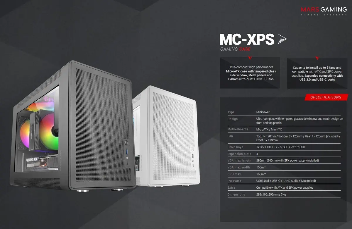 Mars Gaming MC-XPS Mini Tower PC Case Black Photo 14