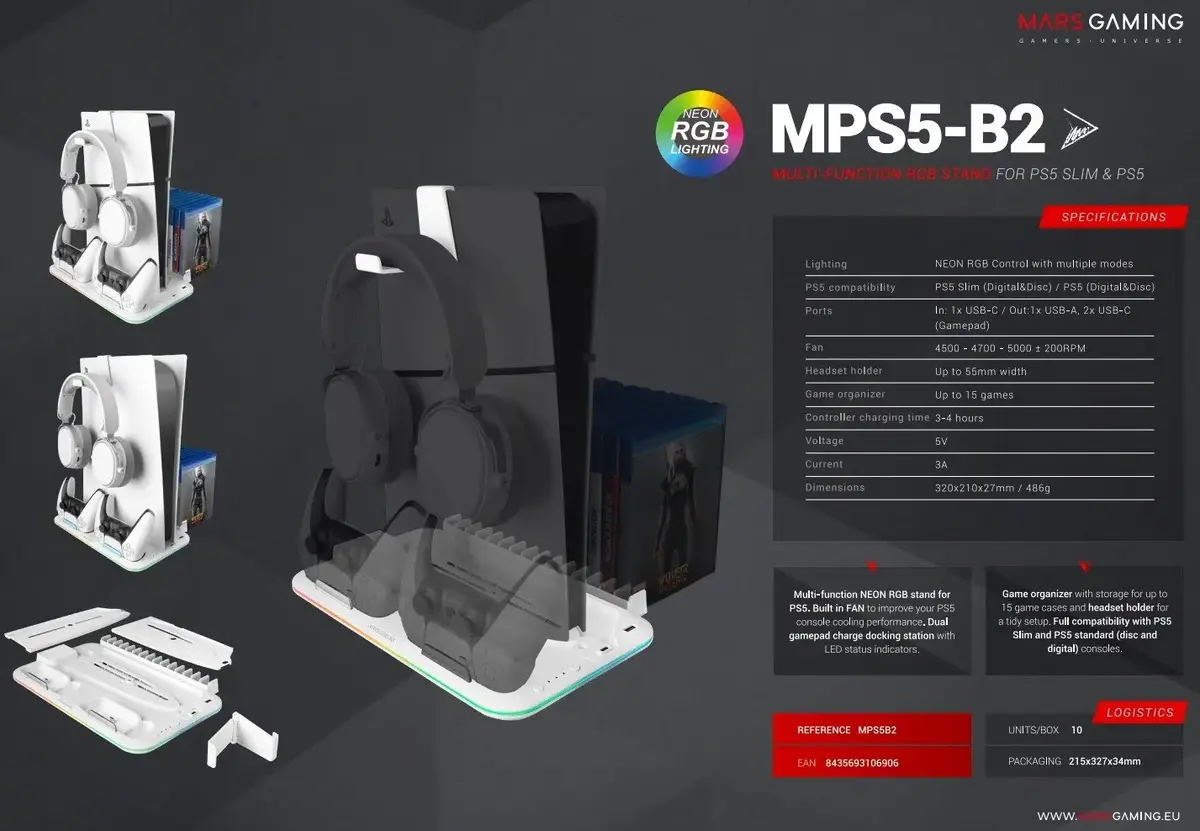 Ventilatora statīvs Mars Gaming MPS5B2 Cooling RGB Photo 9