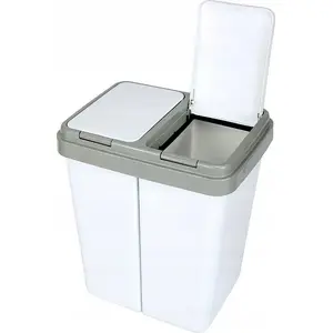 Trash bin Katex 656631 white push-button compact pedal-free indoor waste can