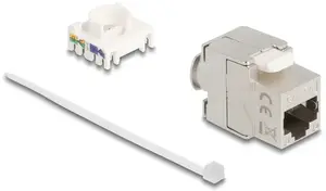 Кейстоун модуль DELOCK 90723 — плоский RJ-45, серебристо‑белый, 16×28.5×22.6 мм