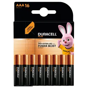 Vienreizlietojama sārmainā baterija Duracell Plus AAA — 48 x 11 x 10 mm, iepakojuma svars 160 g