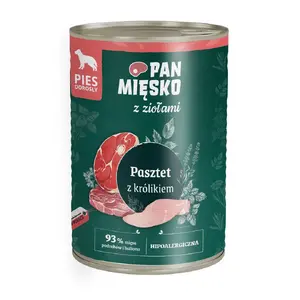 Wet dog food pan miĘsko Rabbit Pate 400 g — pâté with rabbit, complete adult feed, 400 g can