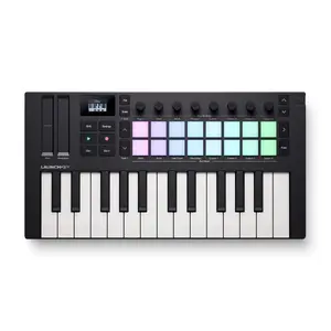 MIDI‑клавиатура Novation Launchkey Mini 25 MK4 — 25 клавиш, 16 пэдов, OLED‑дисплей, MIDI Out, вход для сустейн‑педали