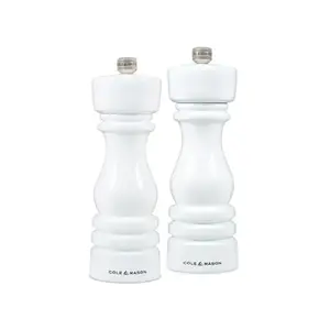 Cole and Mason London Salt and Pepper Mill Set, 18 cm, White