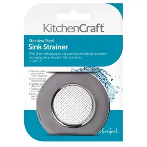 Sink strainer KitchenCraft GB40KCSINK, stainless steel, 7.5 cm diameter, dishwasher-safe