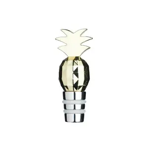 Bar Craft cork bottle stopper GB40BCWSTPAPPLE – metal pineapple design, metallic gold finish, 2.5×3.0×8.0 cm