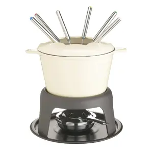 Fondue set Masterclass GB40KCFONDUEBE, cast iron bowl 21cm, cream, 5-year guarantee