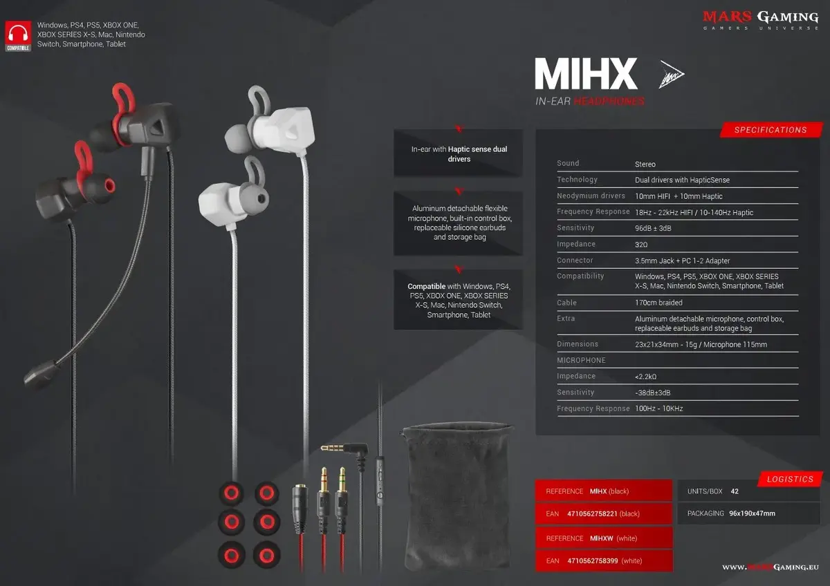 Mars Gaming MIHXW Haptic Sense in-ear vadu austiņas Photo 8