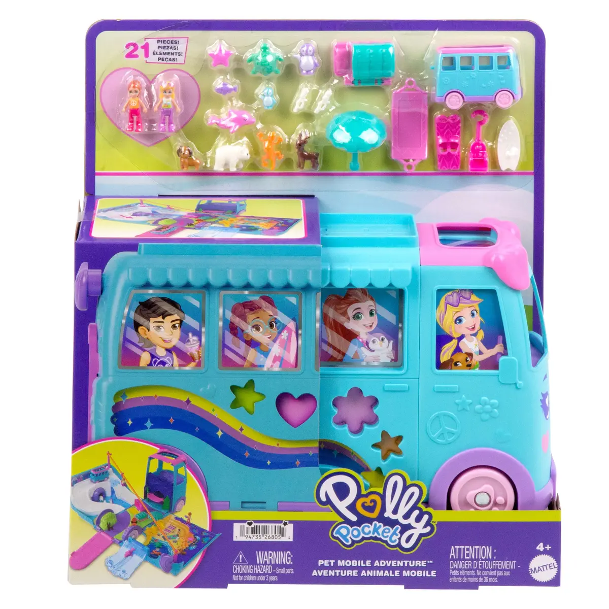Darbība/Piedzīvojums Mattel Polly Pocket Mājdzīvnieku mobilā piedzīvojumu spēļu komplekts Photo 6