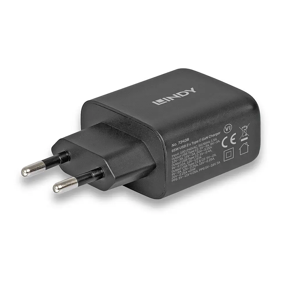Lindy 65W USB 2 x Type C lādētājs Photo 2