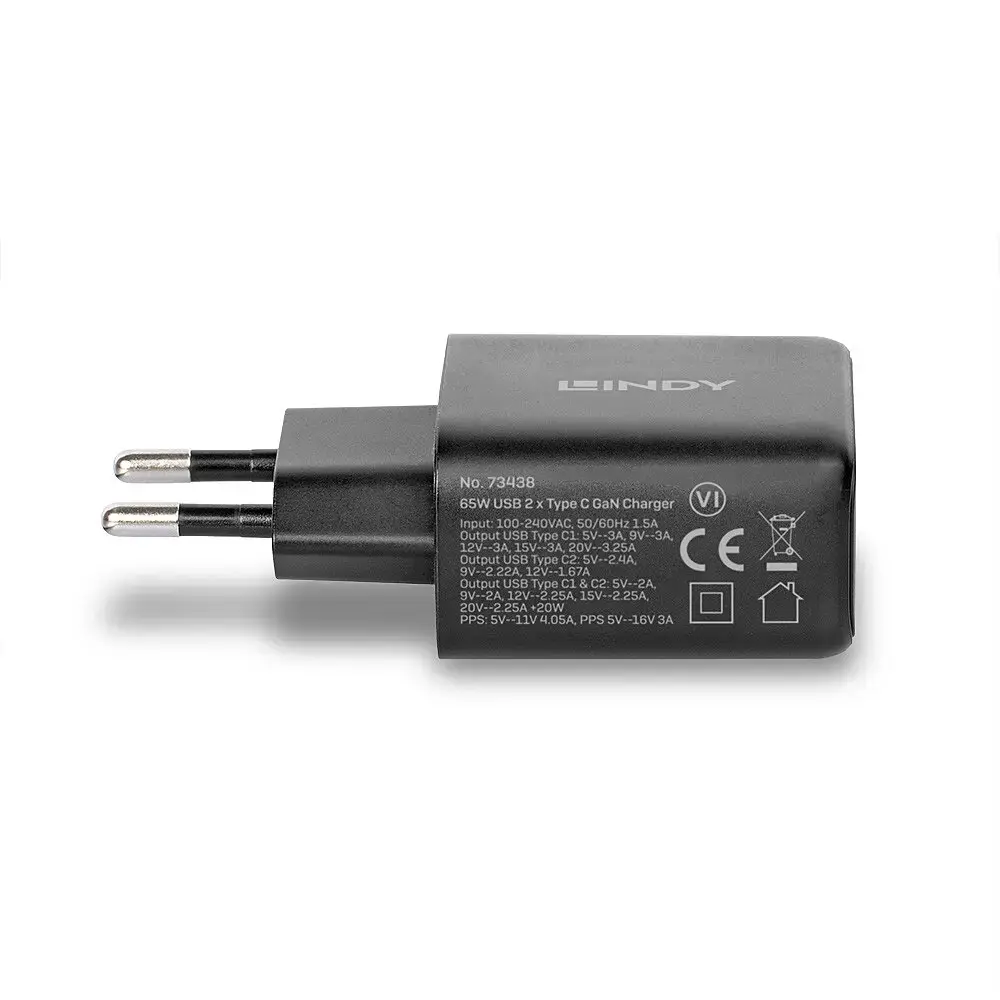 Lindy 65W USB 2 x Type C lādētājs Photo 3