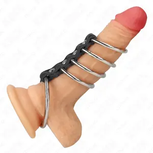 Penis Extension KINK 5 PENIS RINGS 3.7 CM TO 5 CM METAL CONNECTED BY LEATHER