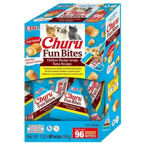 Лакомство для кошек INABA Churu Fun Bites Курица и Тунец 8×12 г — мягкая мясная паста, без зерна, без сахара