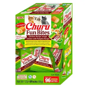 Влажные лакомства для кошек INABA Churu Fun Bites Курица и Тыква 8 x 12 г паста, белок 27,3%, влага 56%