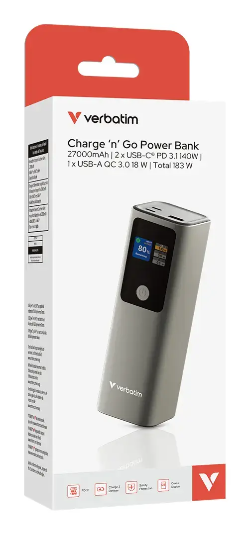 Verbatim Charge 'n' Go ārējais akumulators 27000mAh 183W Photo 5