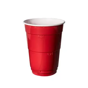 Papstar 86413 vienreizlietojamās glāzes, 400 ml, polistirols, sarkani baltas, 10 gabali