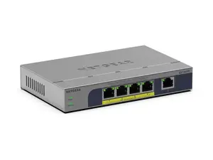 Nevadāms Gigabit PoE slēdzis Netgear GS105PP — 5 x RJ-45 (10/100/1000), IEEE 802.3af/at, 54V DC, darbvirsmas/sienas stiprināms, pelēks