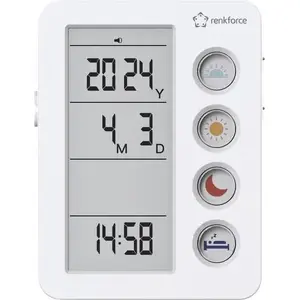 Alarm clock Renkforce RF-4883628 white — medication reminder function, compact bedside timer