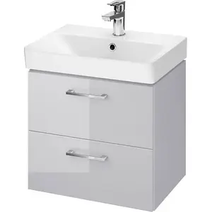 Набор для ванной CERSANIT Lara Mille 50 Slim S801-320-DSM — тумба с узкой раковиной 50 см, серый