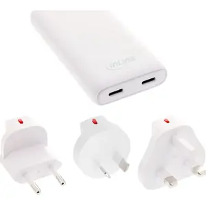 Сетевой блок питания InLine 31519C с двумя USB-C 65 Вт - два USB-C порта, суммарная мощность 65 Вт