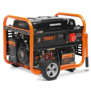 Elektriskais ģenerators DAEWOO GDA 8500E-3 — 7000 W, 380 V, 30 L degvielas tvertne, melns/oranžs