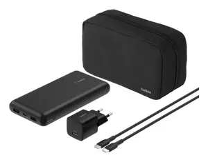 Belkin BoostCharge ārējais akumulators 20000 mAh melns ar USB Type-C ātro uzlādi un 3 izejas portiem