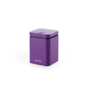 Evaporative aroma diffuser Stylies ELARAPURPLE for rooms up to 25 m² — purple, rectangular, AC/battery/USB power, fragrance cartridge, 2 h timer, 74×74×100 mm, 1.3 W