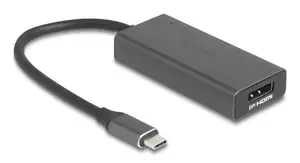 DELOCK 64316 video cable adapter USB Type-C to HDMI + DisplayPort, 0.15 m, Aluminium, Grey