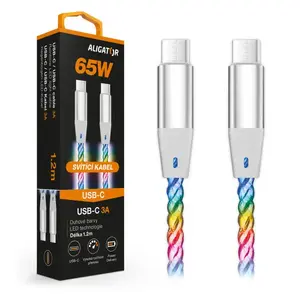USB-C to USB-C data cable ALIGATOR DATKP64, 0.5 m, 3 A, 65 W
