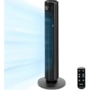 Tornis ventilators Levoit TempSense 42 melns – Levoit TempSense 42 tornis ventilators ar regulējamām ātruma pakāpēm un temperatūras displeju