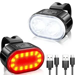 Bicycle light set E-LIGHT IWEAR-LED-BK — USB rechargeable headlight and taillight, black