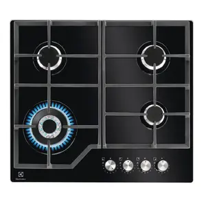 Gāzes plīts Electrolux KGG64362K — iebūvējama ar 4 degļiem, nerūsējošais tērauds, čuguna restes