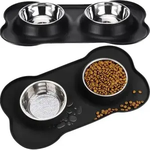 Double Pet Bowl Purlov — base with two 450 ml bowls for cats and dogs