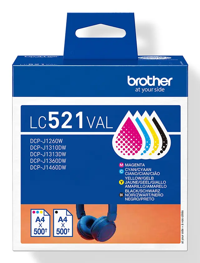 Oriģinālais tintes kasetņu komplekts Brother LC521VAL