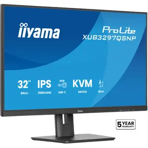 iiyama ProLite 32’’ QHD IPS панель с RJ45 KVM Switch USB-C Dock 95W