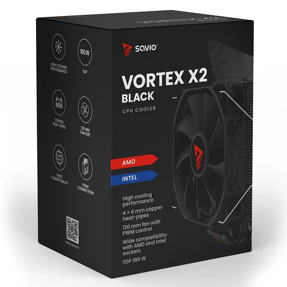 SAVIO Vortex X2 Black CPU gaisa dzesētājs Photo 10
