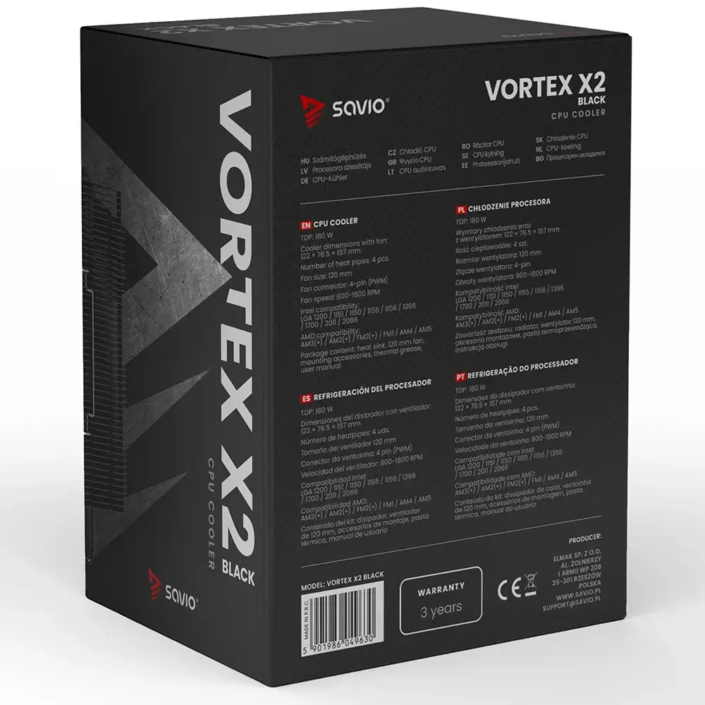 SAVIO Vortex X2 Black CPU gaisa dzesētājs Photo 11