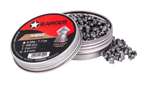 Airgun pellets RANGER CLAS03.45.500 — 4.5 mm diabolo, sharp grooved point, 500 pcs in aluminum dispenser